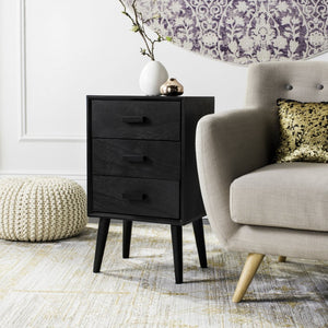 Safavieh Pomona 3-Drawer Accent Table - Mid-Century Charm With Distressed Finish For Stylish Storage Solutions Black CHS5700D