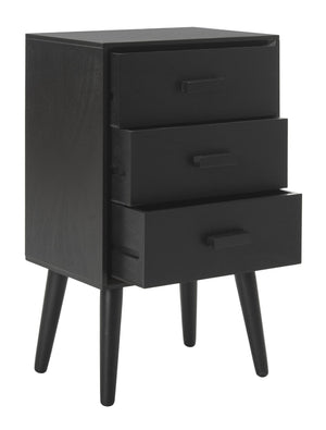 Safavieh Pomona 3-Drawer Accent Table - Mid-Century Charm With Distressed Finish For Stylish Storage Solutions Black CHS5700D