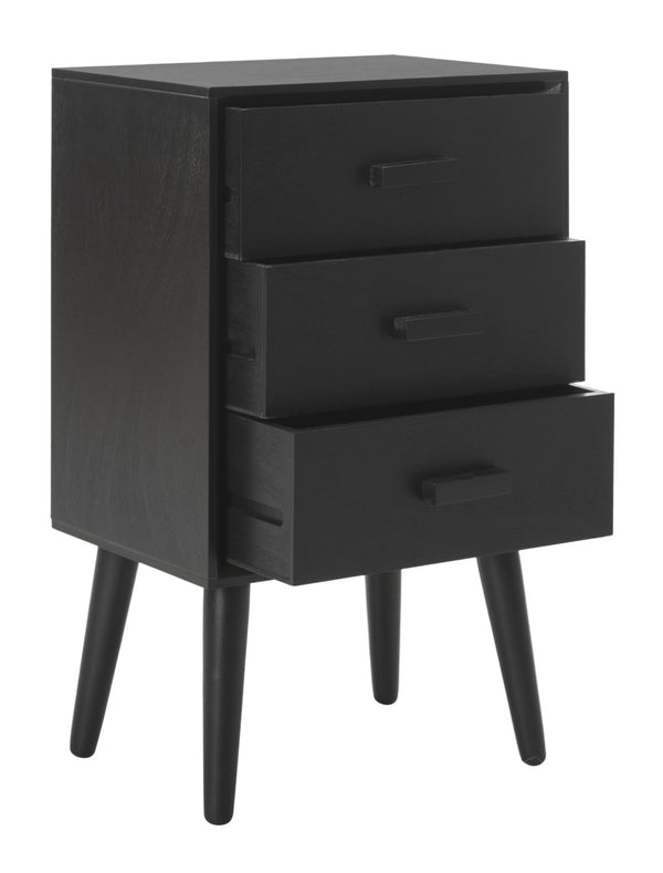 Safavieh Pomona 3-Drawer Accent Table - Mid-Century Charm With Distressed Finish For Stylish Storage Solutions Black CHS5700D