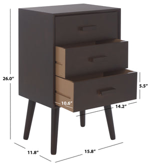 Safavieh Pomona Timeless 3 Drawer Accent Table In Dark Chocolate - Stylish Storage For Any Room Decor Dark Chocolate Solid Wood,Mdf Chs5700e