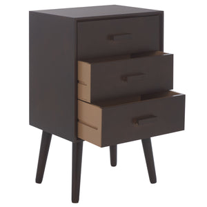 Safavieh Pomona Timeless 3 Drawer Accent Table In Dark Chocolate - Stylish Storage For Any Room Decor Dark Chocolate Solid Wood,Mdf Chs5700e