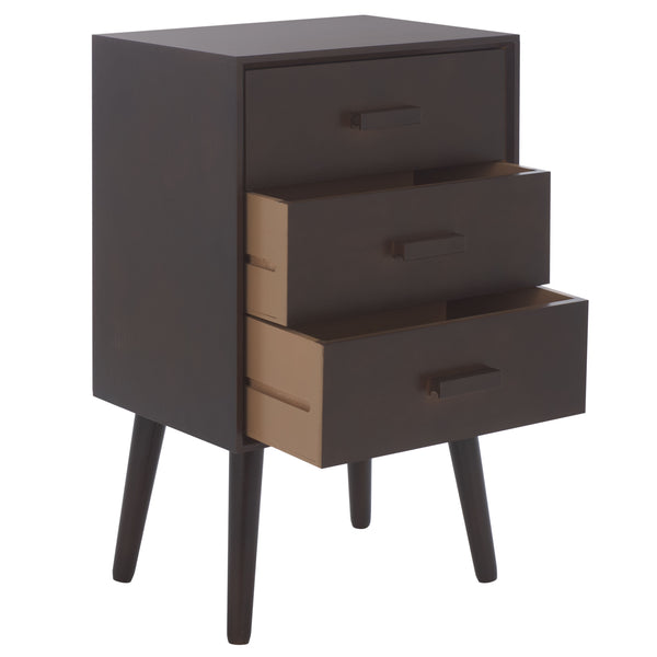 Safavieh Pomona Timeless 3 Drawer Accent Table In Dark Chocolate - Stylish Storage For Any Room Decor Dark Chocolate Solid Wood,Mdf Chs5700e