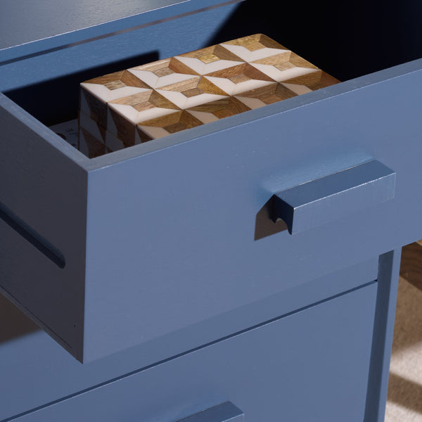 Safavieh Pomona Timeless 3 Drawer Accent Table In Dark Chocolate - Stylish Storage For Any Room Decor Blue Solid Wood,Mdf Chs5700g