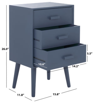 Safavieh Pomona Timeless 3 Drawer Accent Table In Dark Chocolate - Stylish Storage For Any Room Decor Blue Solid Wood,Mdf Chs5700g