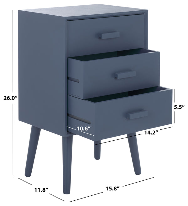 Safavieh Pomona Timeless 3 Drawer Accent Table In Dark Chocolate - Stylish Storage For Any Room Decor Blue Solid Wood,Mdf Chs5700g