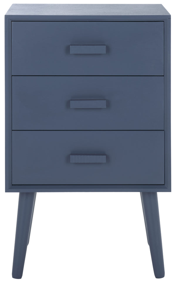 Safavieh Pomona Timeless 3 Drawer Accent Table In Dark Chocolate - Stylish Storage For Any Room Decor Blue Solid Wood,Mdf Chs5700g
