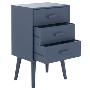 Safavieh Pomona Timeless 3 Drawer Accent Table In Dark Chocolate - Stylish Storage For Any Room Decor Blue Solid Wood,Mdf Chs5700g