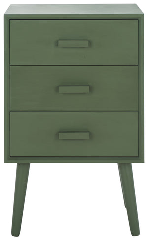 Safavieh Pomona Timeless 3 Drawer Accent Table In Dark Chocolate - Stylish Storage For Any Room Decor Dusty Green Solid Wood,Mdf Chs5700h