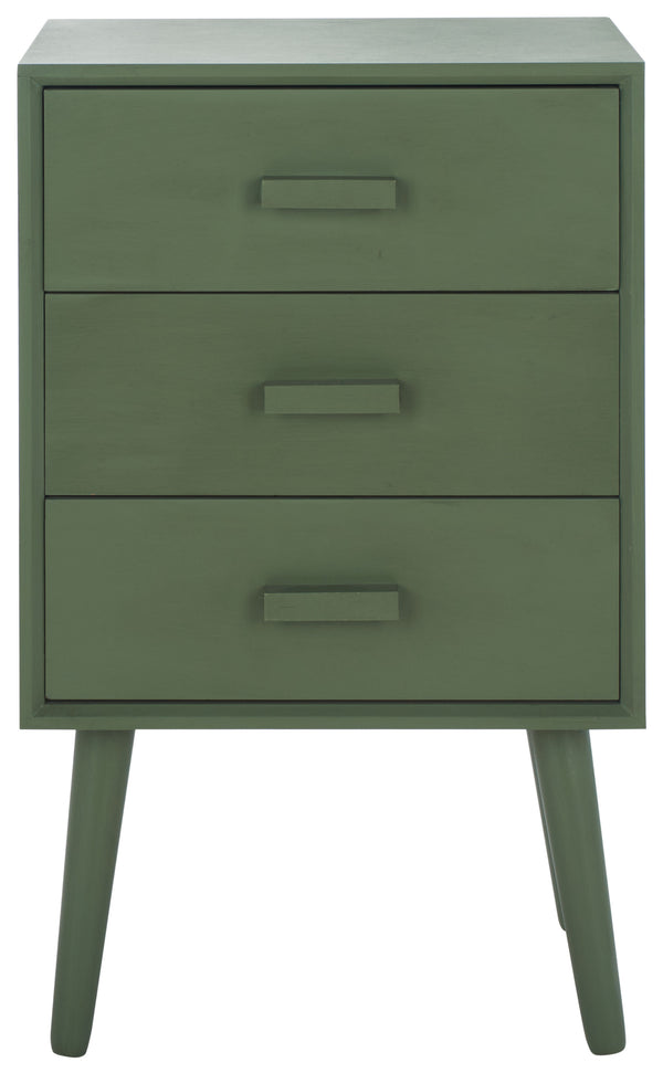 Safavieh Pomona Timeless 3 Drawer Accent Table In Dark Chocolate - Stylish Storage For Any Room Decor Dusty Green Solid Wood,Mdf Chs5700h