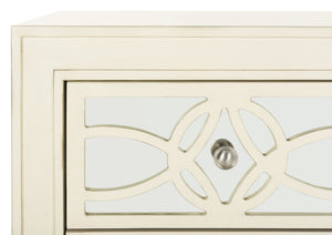 Safavieh Catalina 3-Drawer Chest: Luxe Deco Design With Stylish Guilloche Pattern For Modern Storage Solutions Antique Beige/Mirror CHS6400B