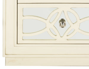 Safavieh Catalina 3-Drawer Chest: Luxe Deco Design With Stylish Guilloche Pattern For Modern Storage Solutions Antique Beige/Mirror CHS6400B