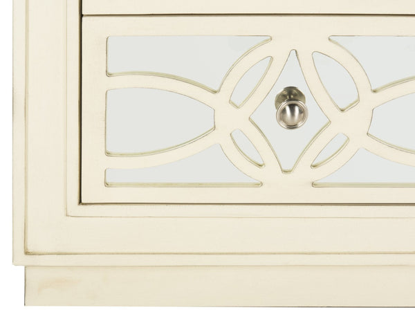 Safavieh Catalina 3-Drawer Chest: Luxe Deco Design With Stylish Guilloche Pattern For Modern Storage Solutions Antique Beige/Mirror CHS6400B