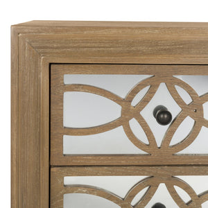 Safavieh Catalina 3-Drawer Chest: Luxe Deco Design With Stylish Guilloche Pattern For Modern Storage Solutions Rustic Oak/Mirror CHS6400C