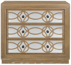 Safavieh Catalina 3-Drawer Chest: Luxe Deco Design With Stylish Guilloche Pattern For Modern Storage Solutions Rustic Oak/Mirror CHS6400C