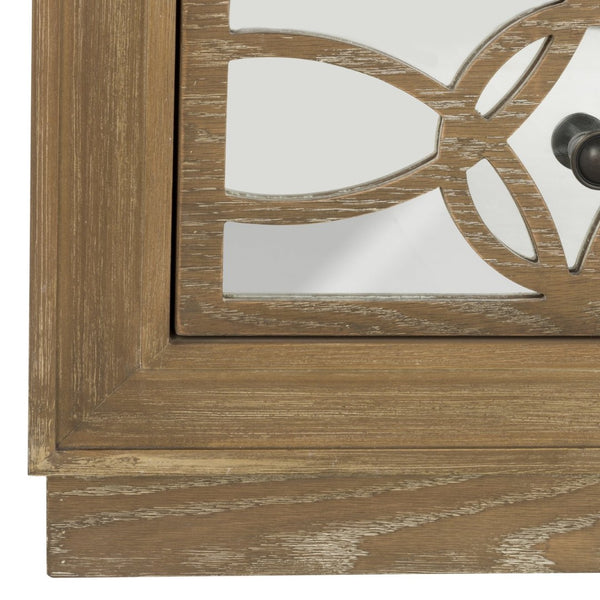 Safavieh Catalina 3-Drawer Chest: Luxe Deco Design With Stylish Guilloche Pattern For Modern Storage Solutions Rustic Oak/Mirror CHS6400C