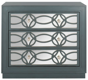 Safavieh Catalina 3 Drawer Chest Steel Teal/Mirror CHS6400D