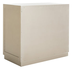 Safavieh Kaia Two-Door Chest: Glamorous Art Deco Design With Mirrored Lattice, Perfect For Stylish Storage Solutions Champagne/Mirror CHS6404A