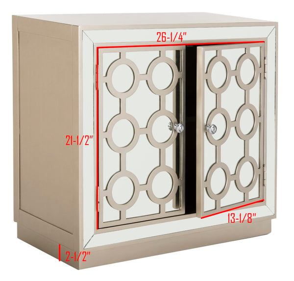 Safavieh Kaia Two-Door Chest: Glamorous Art Deco Design With Mirrored Lattice, Perfect For Stylish Storage Solutions Champagne/Mirror CHS6404A