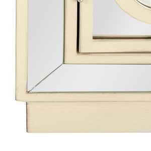 Safavieh Kaia Two-Door Chest: Glamorous Art Deco Design With Mirrored Lattice, Perfect For Stylish Storage Solutions Antique Beige/Mirror CHS6404B