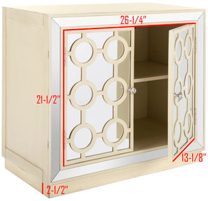 Safavieh Kaia Two-Door Chest: Glamorous Art Deco Design With Mirrored Lattice, Perfect For Stylish Storage Solutions Antique Beige/Mirror CHS6404B