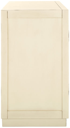 Safavieh Kaia Two-Door Chest: Glamorous Art Deco Design With Mirrored Lattice, Perfect For Stylish Storage Solutions Antique Beige/Mirror CHS6404B