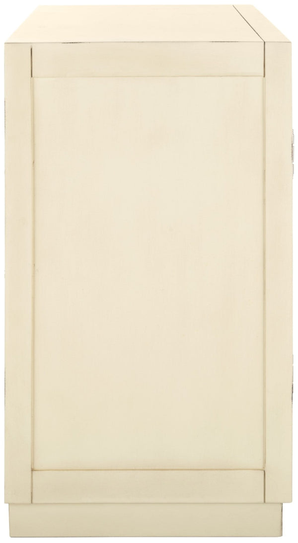 Safavieh Kaia Two-Door Chest: Glamorous Art Deco Design With Mirrored Lattice, Perfect For Stylish Storage Solutions Antique Beige/Mirror CHS6404B