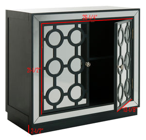 Safavieh Kaia Two-Door Chest: Glamorous Art Deco Design With Mirrored Lattice, Perfect For Stylish Storage Solutions Steel Teal/Mirror CHS6404C