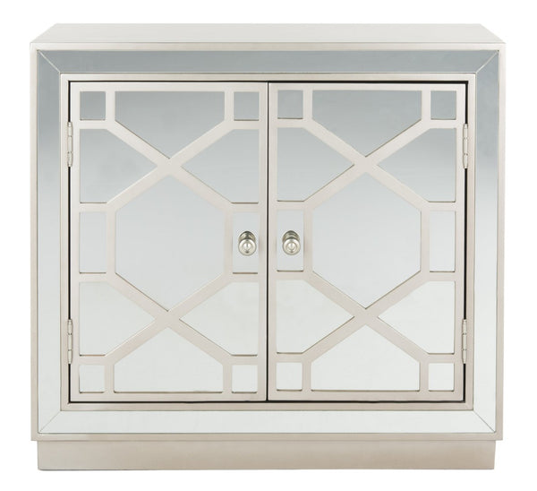 Safavieh Juniper 2-Door Chest – Glamorous Hollywood Regency Design With Geometric Pattern And Mirrored Accents Champagne/Mirror CHS6405A