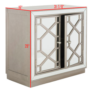 Safavieh Juniper 2-Door Chest – Glamorous Hollywood Regency Design With Geometric Pattern And Mirrored Accents Champagne/Mirror CHS6405A