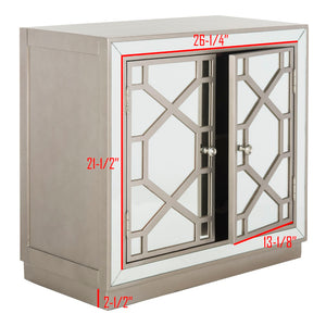 Safavieh Juniper 2-Door Chest – Glamorous Hollywood Regency Design With Geometric Pattern And Mirrored Accents Champagne/Mirror CHS6405A