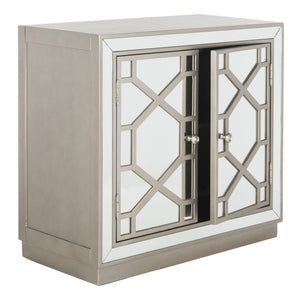 Safavieh Juniper 2-Door Chest – Glamorous Hollywood Regency Design With Geometric Pattern And Mirrored Accents Champagne/Mirror CHS6405A