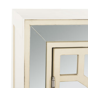 Safavieh Juniper 2-Door Chest – Glamorous Hollywood Regency Design With Geometric Pattern And Mirrored Accents Antique Beige/Mirror CHS6405B
