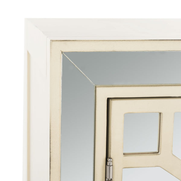 Safavieh Juniper 2-Door Chest – Glamorous Hollywood Regency Design With Geometric Pattern And Mirrored Accents Antique Beige/Mirror CHS6405B
