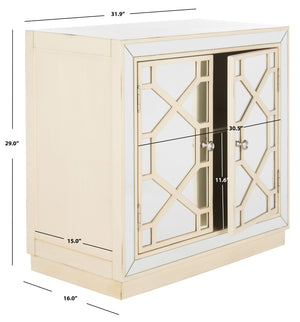Safavieh Juniper 2-Door Chest – Glamorous Hollywood Regency Design With Geometric Pattern And Mirrored Accents Antique Beige/Mirror CHS6405B