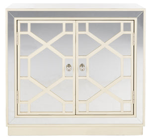 Safavieh Juniper 2-Door Chest – Glamorous Hollywood Regency Design With Geometric Pattern And Mirrored Accents Antique Beige/Mirror CHS6405B