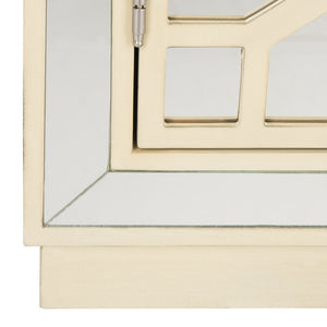 Safavieh Juniper 2-Door Chest – Glamorous Hollywood Regency Design With Geometric Pattern And Mirrored Accents Antique Beige/Mirror CHS6405B