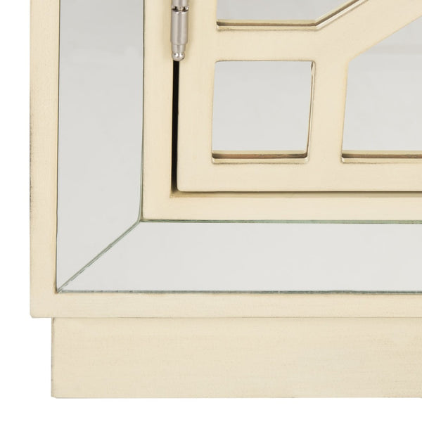 Safavieh Juniper 2-Door Chest – Glamorous Hollywood Regency Design With Geometric Pattern And Mirrored Accents Antique Beige/Mirror CHS6405B