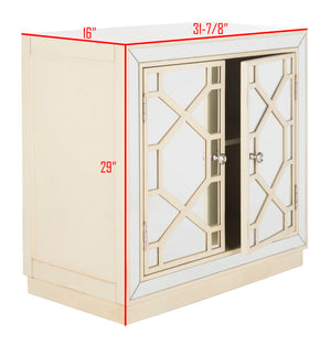 Safavieh Juniper 2-Door Chest – Glamorous Hollywood Regency Design With Geometric Pattern And Mirrored Accents Antique Beige/Mirror CHS6405B