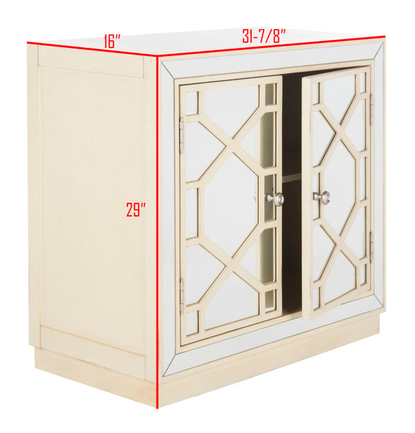 Safavieh Juniper 2-Door Chest – Glamorous Hollywood Regency Design With Geometric Pattern And Mirrored Accents Antique Beige/Mirror CHS6405B