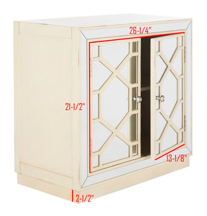 Safavieh Juniper 2-Door Chest – Glamorous Hollywood Regency Design With Geometric Pattern And Mirrored Accents Antique Beige/Mirror CHS6405B