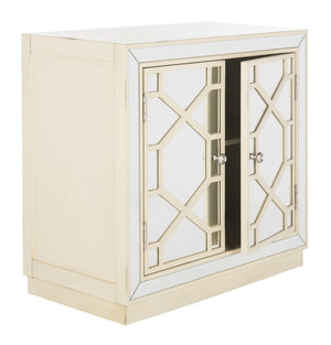 Safavieh Juniper 2-Door Chest – Glamorous Hollywood Regency Design With Geometric Pattern And Mirrored Accents Antique Beige/Mirror CHS6405B