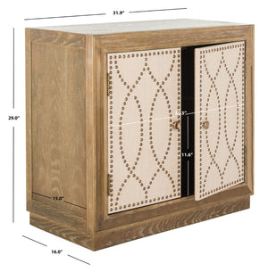 Safavieh Yuna Two-Door Chest - Stylish Rustic Storage With Copper Nailhead Trim And Textured Linen Doors Rustic Oak/Beige Linen CHS6407A