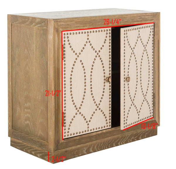 Safavieh Yuna Two-Door Chest - Stylish Rustic Storage With Copper Nailhead Trim And Textured Linen Doors Rustic Oak/Beige Linen CHS6407A