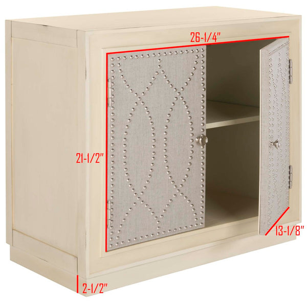Safavieh Yuna Two-Door Chest - Stylish Rustic Storage With Copper Nailhead Trim And Textured Linen Doors Antique Beige/Light Grey Linen CHS6407B