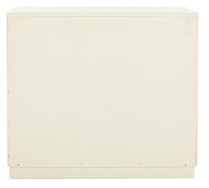 Safavieh Erin Rustic Oak 2-Door Chest With Beige Linen Panels & Copper Nailhead Trim For Stylish Storage CHS6408B