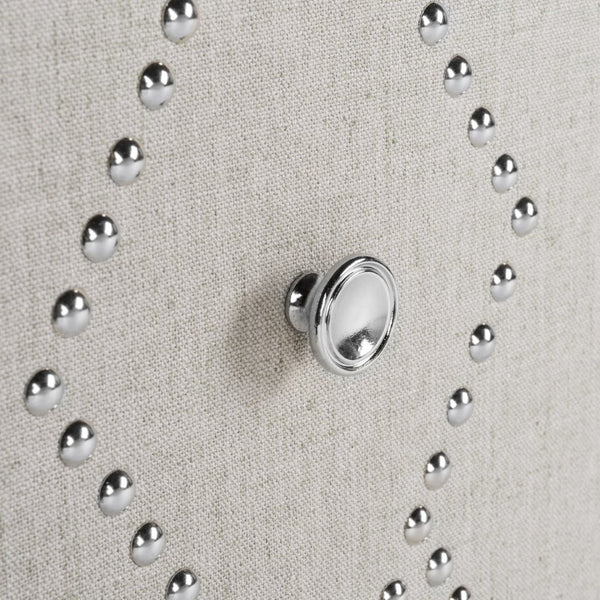 Safavieh Erin Rustic Oak 2-Door Chest With Beige Linen Panels & Copper Nailhead Trim For Stylish Storage CHS6408B