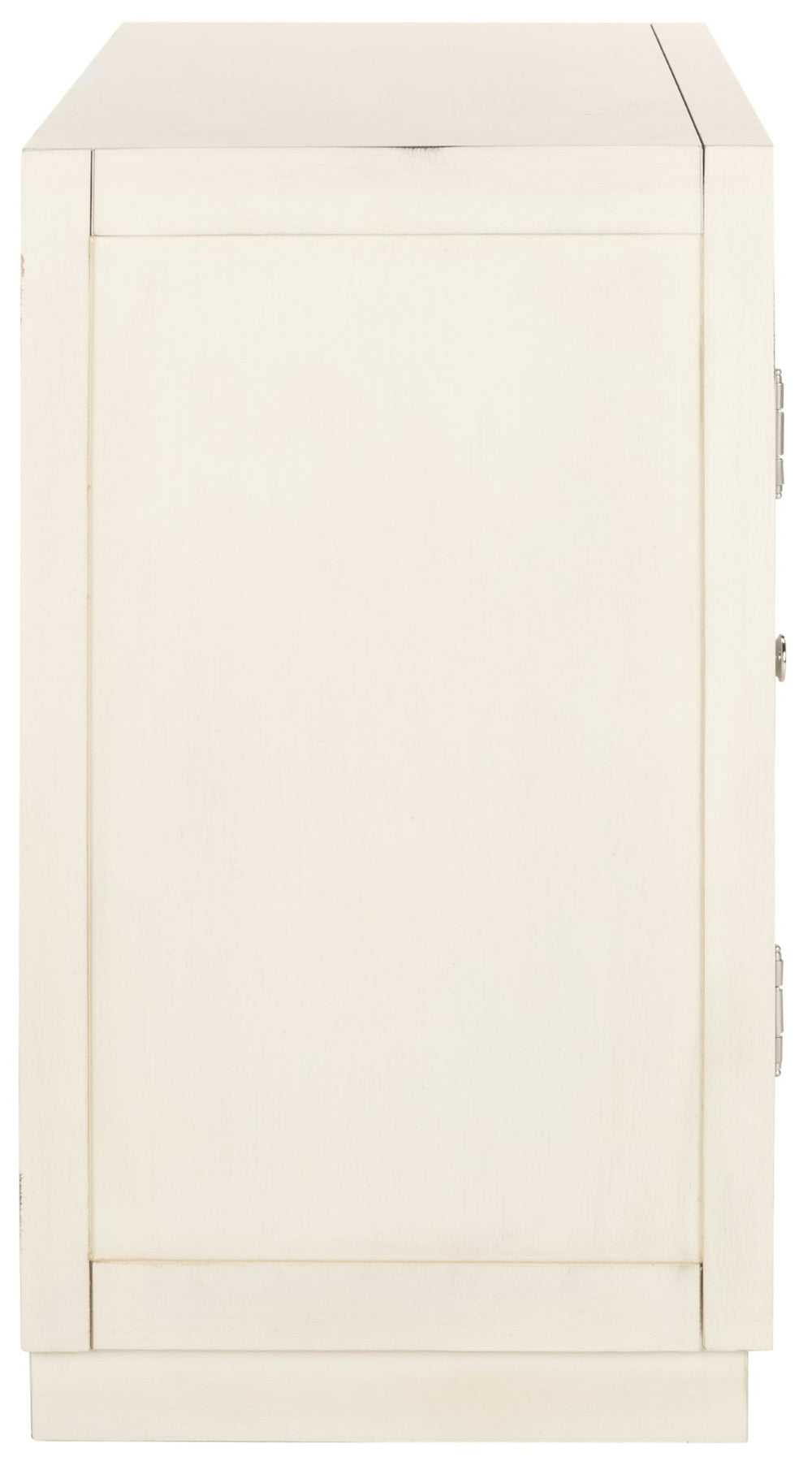 Safavieh Erin Rustic Oak 2-Door Chest With Beige Linen Panels & Copper Nailhead Trim For Stylish Storage CHS6408B