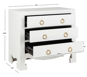 Safavieh Dion Three-Drawer Chest - Elegant Asian-Inspired Design With Modern Finish For Stylish Storage Solutions White/Gold CHS6411A