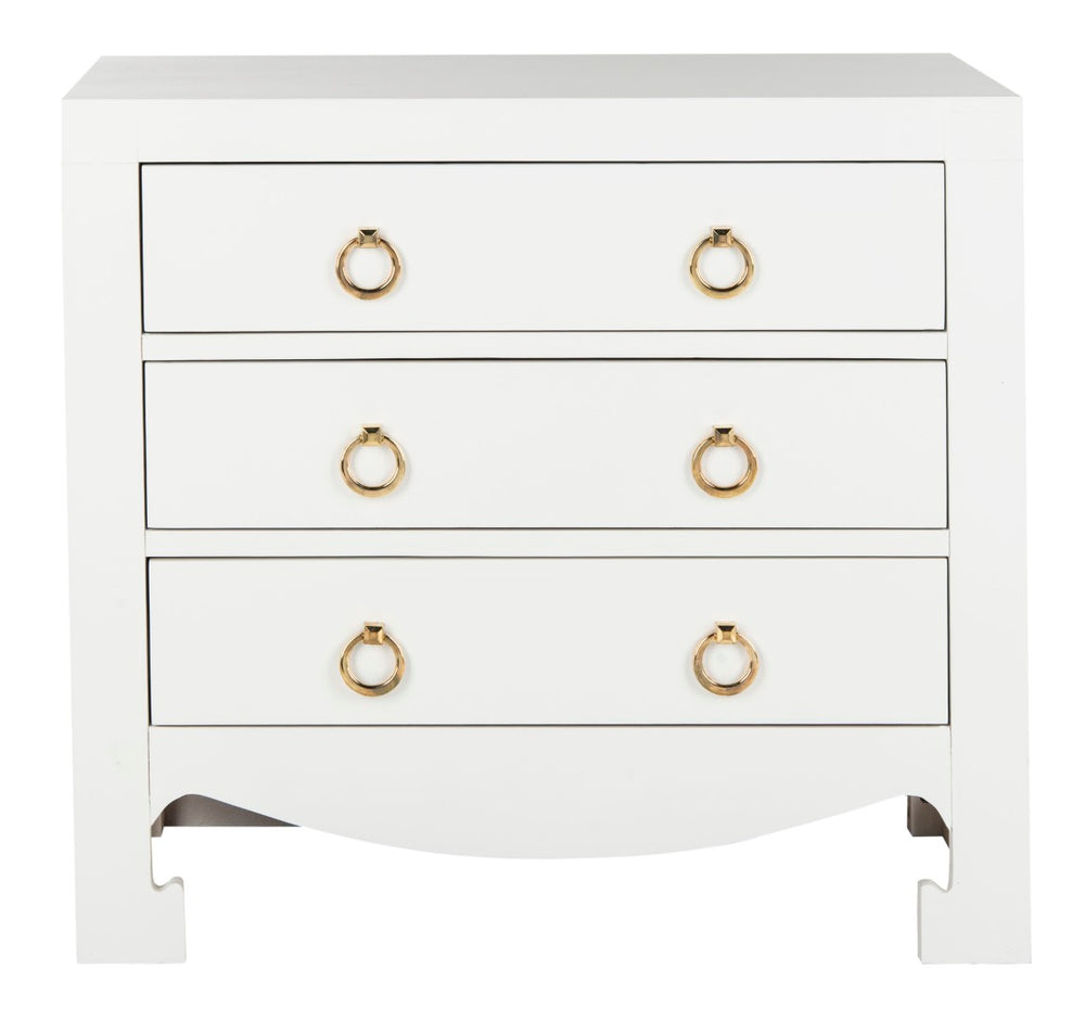 Safavieh Dion Three-Drawer Chest - Elegant Asian-Inspired Design With Modern Finish For Stylish Storage Solutions White/Gold CHS6411A