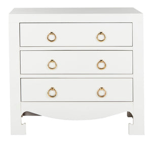 Safavieh Dion Three-Drawer Chest - Elegant Asian-Inspired Design With Modern Finish For Stylish Storage Solutions White/Gold CHS6411A